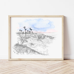 La Jolla Cove, La Jolla, San Diego Hand Drawn Fine Art Prints